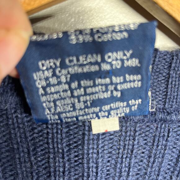 Citadel VTG Navy Blue Ribbed Knit Virgin Wool Military Pullover V Neck Mens 42/L - Picture 8 of 8